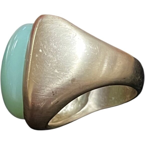 Lucas Jack Gold Tone Thick Band Ring Fluorescent Stone London - Picture 2 of 8